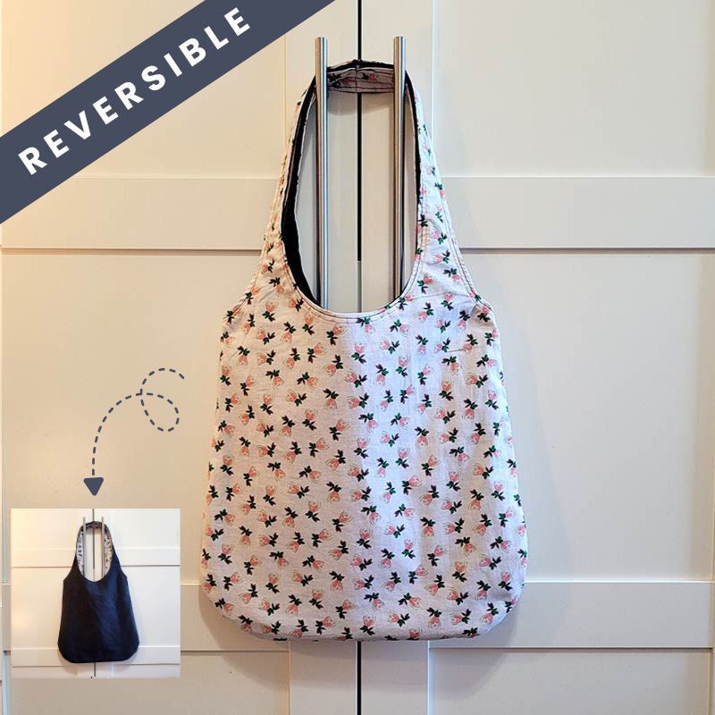 Reversible Tote - Denim & Pink Flower
