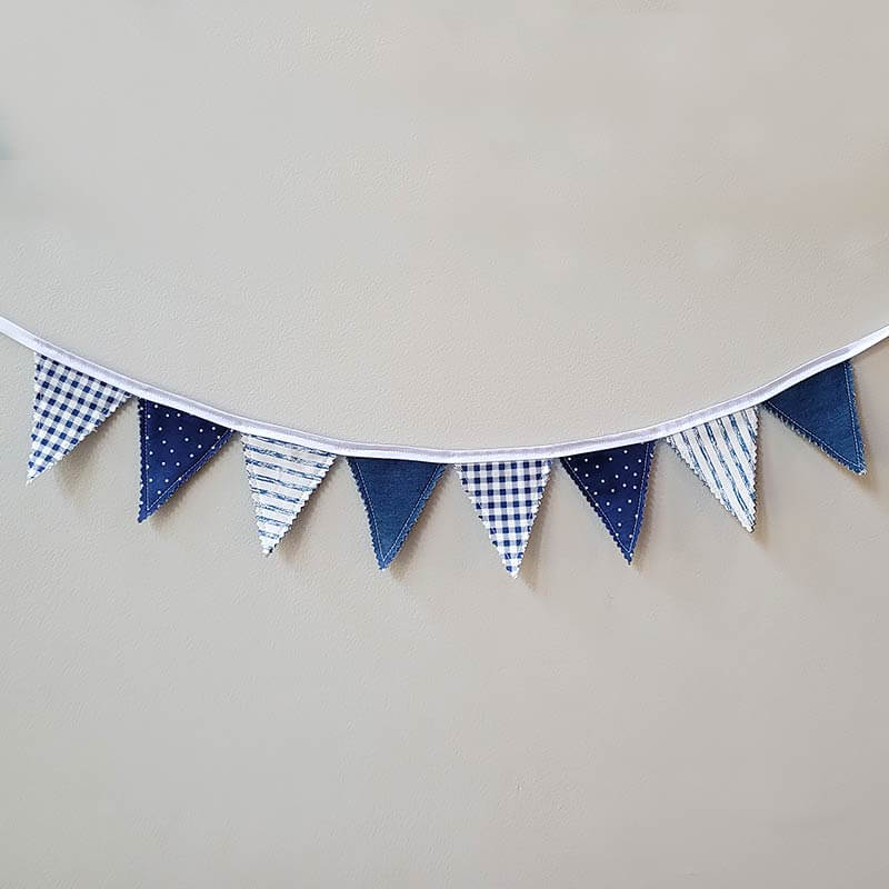 Mini Fabric Bunting – Denim & Blues