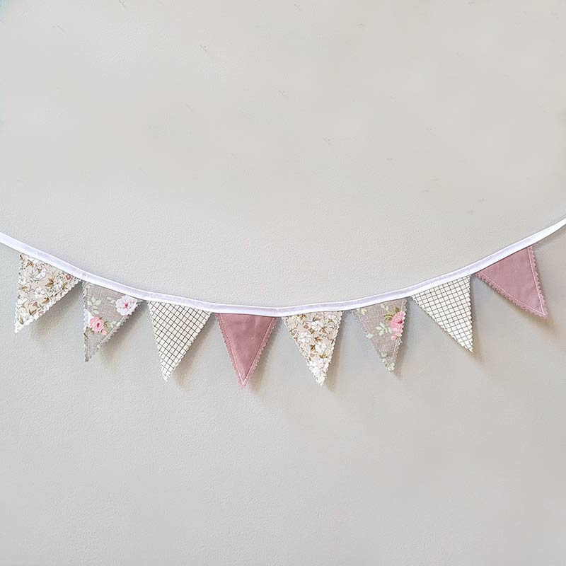 Mini Fabric Bunting - Vintage Rose