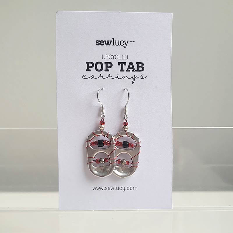 Cherry Red Tab Earrings