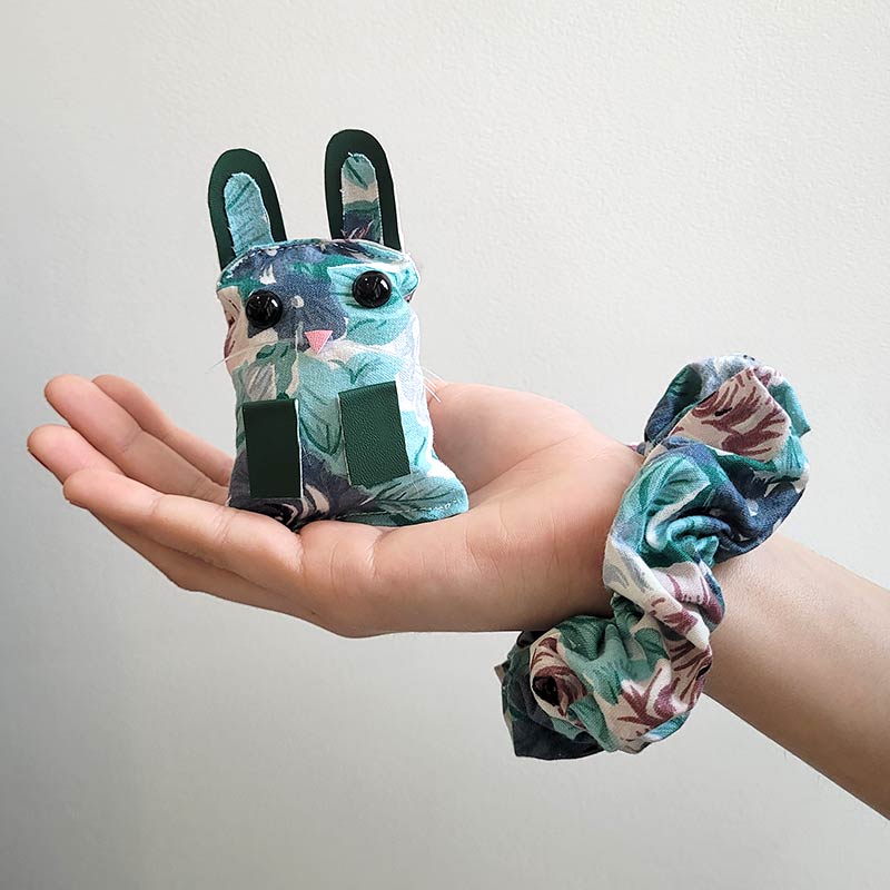 Green Floral Scrunchie