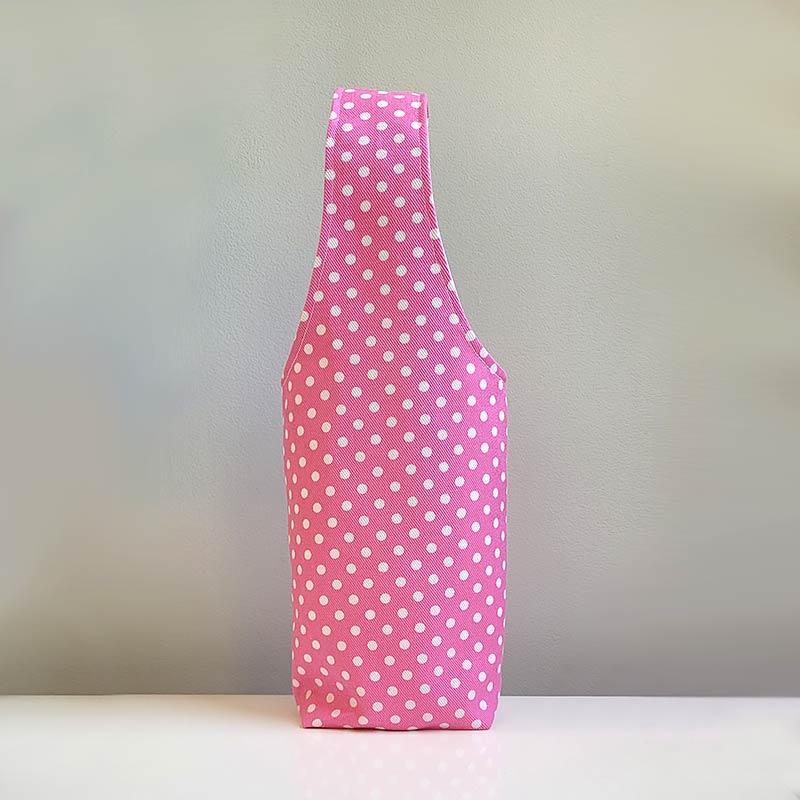 Wine Bottle Bag - Pink Polka