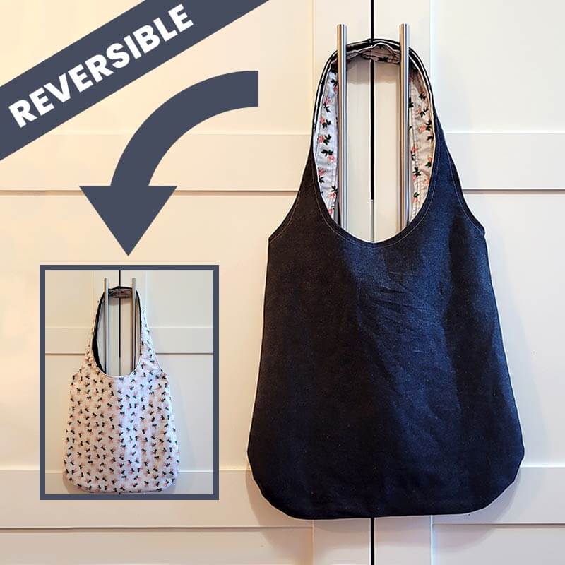 Reversible Tote - Denim & Pink Flower